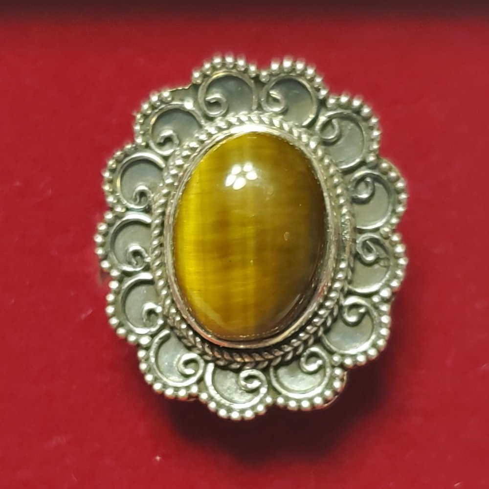 TIGER EYE STERLING SILVER  RING - Picture 2 of 8